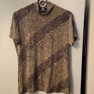 VINTAGE JEFFREY CRAIG GREEN/BROWN FLORAL BLOUSE